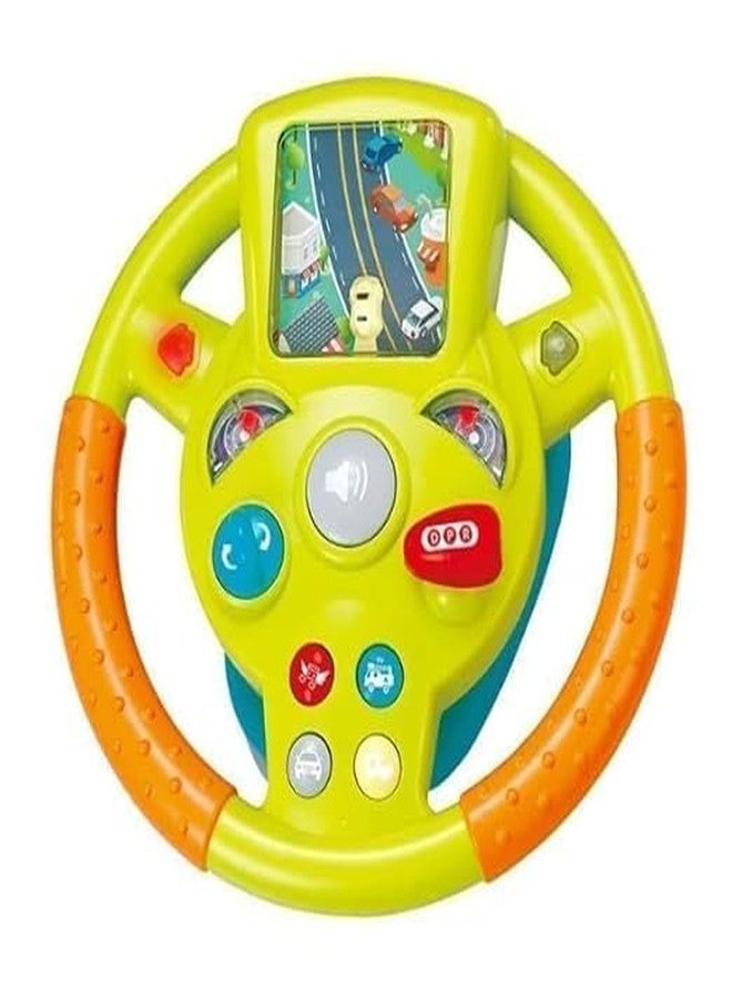 Pluspicks Early Education Simulation Steering Wheel Kids Music Toy Cartoon Lighting Early Education Multifunctional Music Electronic Organ Simulation Car Steering Wheel for Kids Best Gift(Multicolor) - Image 1